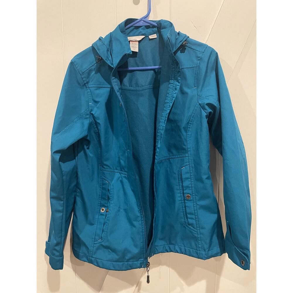 North End Women's Windbreaker Jacket M Teal Blue Hooded Zip Water Resistant